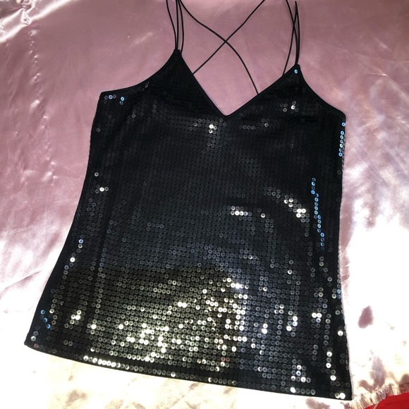 Tops - Sexy strappy Black sequin top